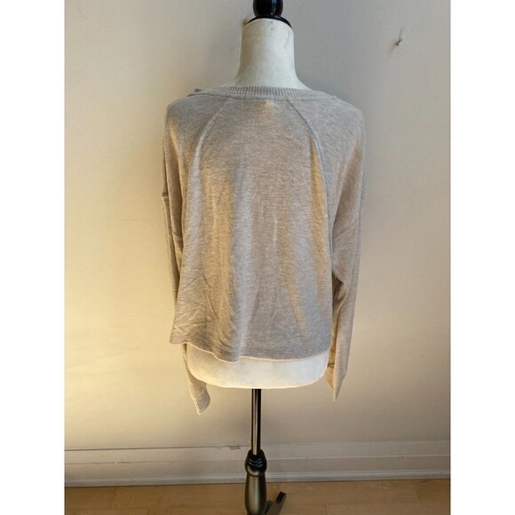 BP Bnwot Women Cropped Stitch Beige Oatmeal Supersoft Buttons - Picture 4 of 7